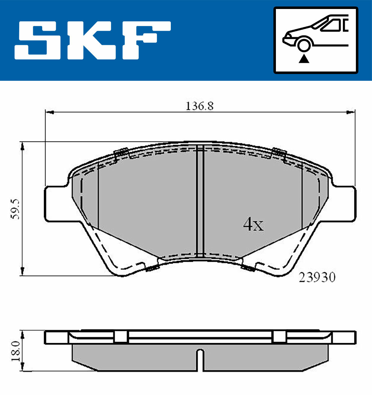 Sada brzdových platničiek kotúčovej brzdy SKF